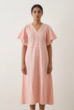 Blush Pink Cotton Flared Midi Dress