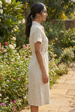 Natural Beige Cotton Shirt Dress with Tie-Up Belt