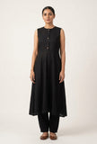 Black Sleeveless A-Line Kurta