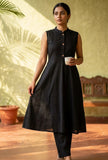 Black Sleeveless A-Line Kurta