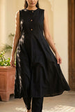 Black Sleeveless A-Line Kurta