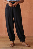 Women's Black Gathered Hem Pants