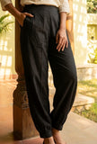 Women's Black Gathered Hem Pants