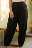 Women's Black Gathered Hem Pants