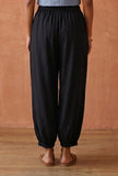 Women's Black Gathered Hem Pants