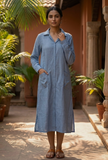 Serene Sky Blue Button-Down Shirt Dress