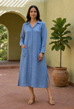 Serene Sky Blue Button-Down Shirt Dress