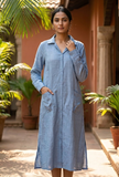 Serene Sky Blue Button-Down Shirt Dress