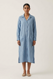 Serene Sky Blue Button-Down Shirt Dress