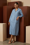 Serene Sky Blue Button-Down Shirt Dress