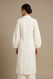Ivory Textured Cotton Straight Kurta
