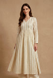 Off-White Lurex Stripe Flared Kurta