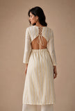 Off-White Lurex Stripe Flared Kurta