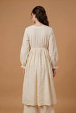 Ivory Textured Gathered Cotton Kurta