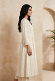 Women's Ivory Cotton Lurex Self Design A-Line Kurta