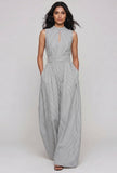 Monochrome Muse Striped Sleeveless Cutout Stripe Jumpsuit