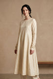 Off-White Cotton Silk Flared Kurta