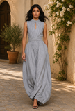 Monochrome Muse Striped Sleeveless Cutout Stripe Jumpsuit