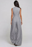 Monochrome Muse Striped Sleeveless Cutout Stripe Jumpsuit