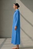 Sky Blue Relaxed Fit Cotton Collared Maxi Dress