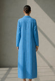 Sky Blue Relaxed Fit Cotton Collared Maxi Dress