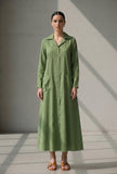 Olive Green Button-Down Cotton Long Dress