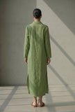 Olive Green Button-Down Cotton Long Dress