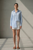 Set of 2: Powder Blue Cotton Shirt with White Shorts Co-ord Set