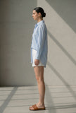 Set of 2: Powder Blue Cotton Shirt with White Shorts Co-ord Set