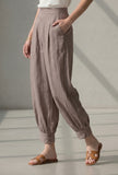 High-Waisted Pleated Harem Pants