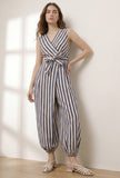 Navy Blue & White Stripe Harem Jumpsuit