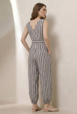 Navy Blue & White Stripe Harem Jumpsuit