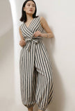 Black & White Stripe Harem Jumpsuit