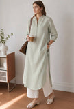 Sage Green Vertical Striped Straight Kurta