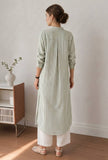 Sage Green Vertical Striped Straight Kurta