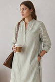 Sage Green Vertical Striped Straight Kurta