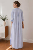 Blue & White Striped Oversized Shirt Maxi Dress
