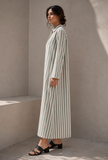 Sage Green Striped Cotton Shirt Maxi Dress
