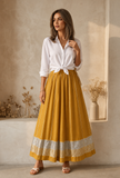 Sunlit Mustard Pleated Maxi Skirt