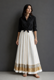 Ivory Elegance Pleated Maxi Skirt