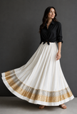 Ivory Elegance Pleated Maxi Skirt