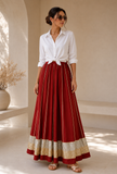 Ruby Red Pleated Maxi Skirt