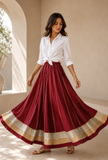 Ruby Red Pleated Maxi Skirt
