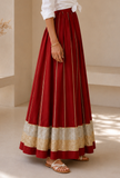 Ruby Red Pleated Maxi Skirt