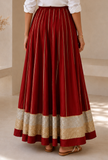 Ruby Red Pleated Maxi Skirt