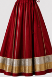 Ruby Red Pleated Maxi Skirt