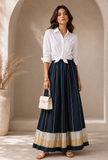 Midnight Blue Pleated Maxi Skirt
