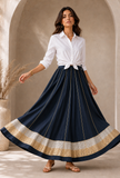 Midnight Blue Pleated Maxi Skirt