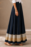 Midnight Blue Pleated Maxi Skirt