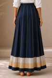 Midnight Blue Pleated Maxi Skirt